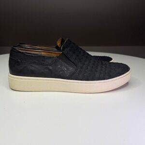 Sofft Black Leather Slip-On Sneakers Textured Leather Platform Comfort Shoes